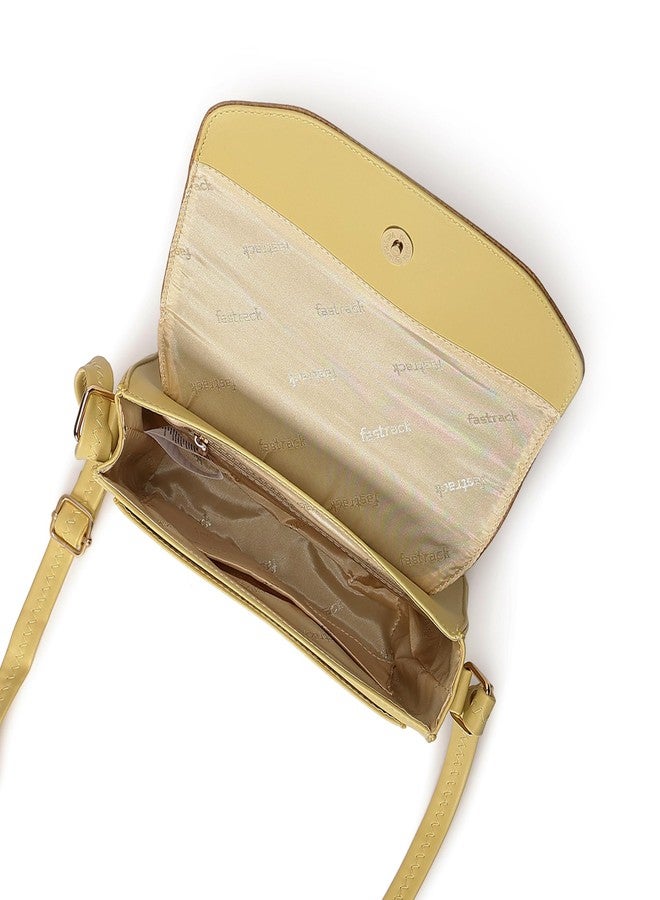 Fastrack Textured Flap Sling Bag For Women | Faux Leather Sling Bag With Magnetic Button Closure | Adjustable Shoulder Strap | Trendy Crossbody Bag For Girls | Trendy Women's Handbags - Image 5